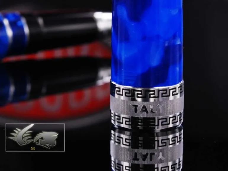 Aurora Optima - Auroloide Blue w/ Chrome Rollerball Pen - AU-975CBA by