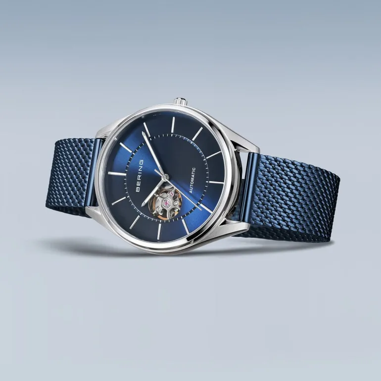 Bering Mens Watch Automatic polished brushed silver Blue Dial 16743307