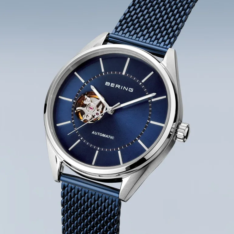 Bering Mens Watch Automatic polished brushed silver Blue Dial 16743307
