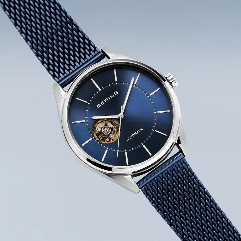 Bering Mens Watch Automatic polished brushed silver Blue Dial 16743307