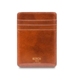 Bosca Deluxe Front Pocket Wallet Montreal Black and Amber Leather