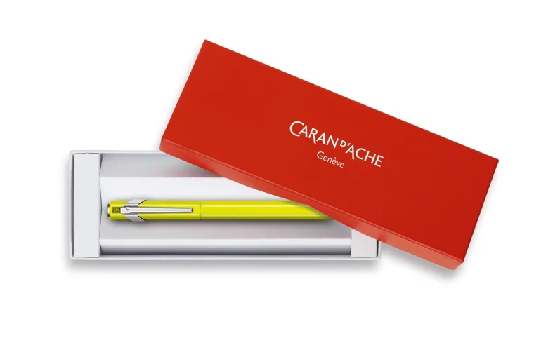 Caran dAche 849 Metal Yellow Fluo Fountain Pen on Sale Altman Luggage