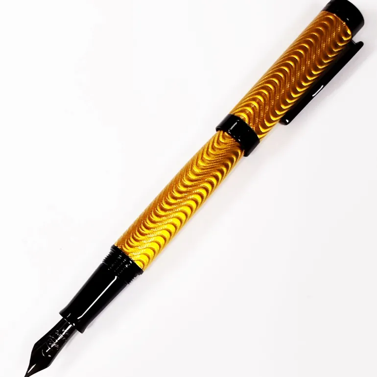 Conklin Herringbone Fountain Pen Yellow and Black | Altman Luggage