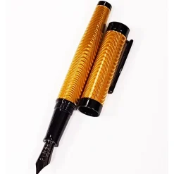 Conklin Herringbone Fountain Pen Yellow and Black | Altman Luggage