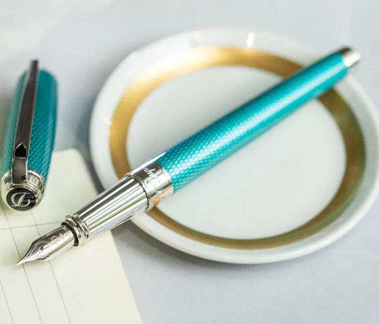 Dupont Line D Diamond Guilloche Fountain Pen Aquamarine Altman Luggage