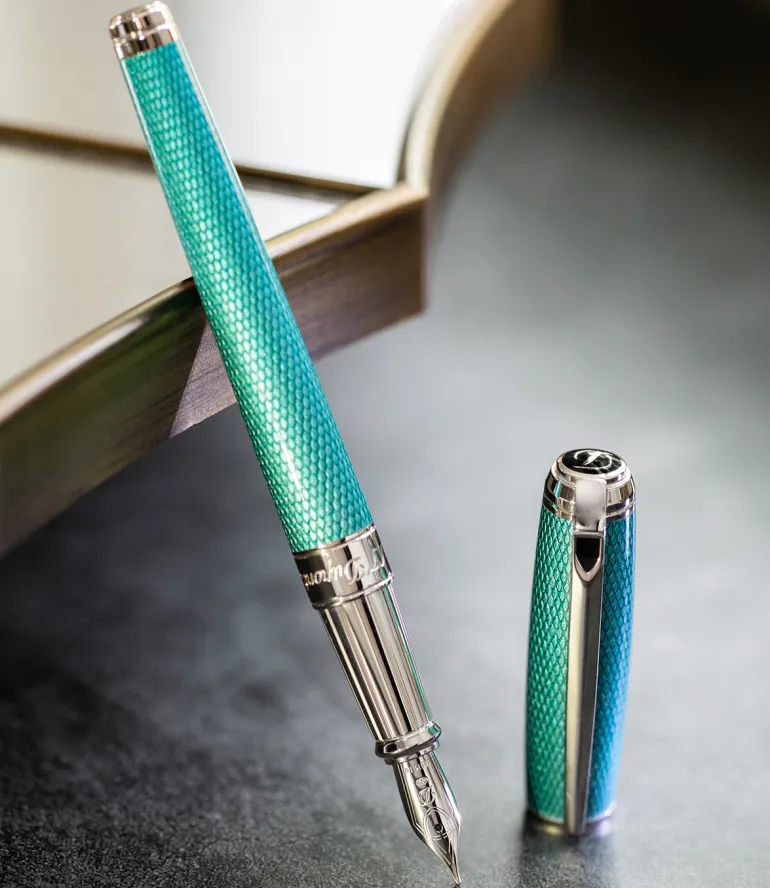 Dupont Line D Diamond Guilloche Fountain Pen Aquamarine Altman Luggage
