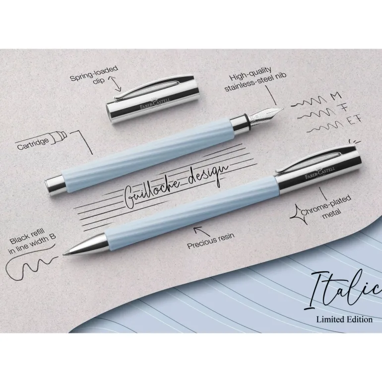 Faber Castell Ambition Fountain Pen Italic Ice Blue Medium | Pen Sale
