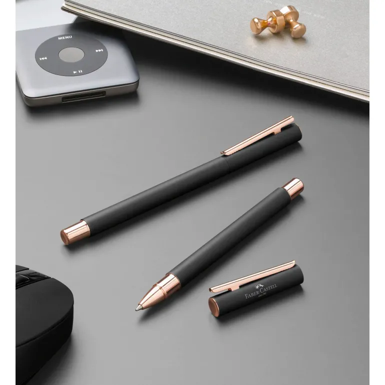 Faber-Castell NEO Slim Rollerball Pen Black Matte with Rose Gold