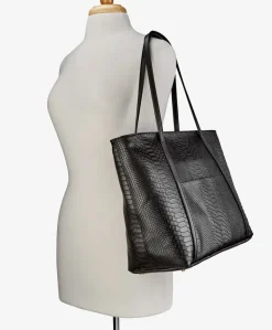GiGi New York JESSICA ZIPPER TOTE Embossed Python Leather