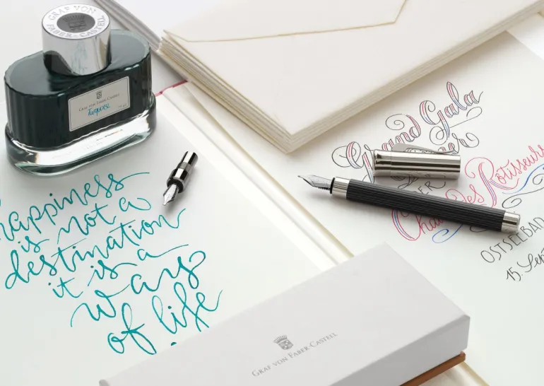 Graf Von Faber Castell Tamitio Black Fountain Pen Calligraphy Set Sale