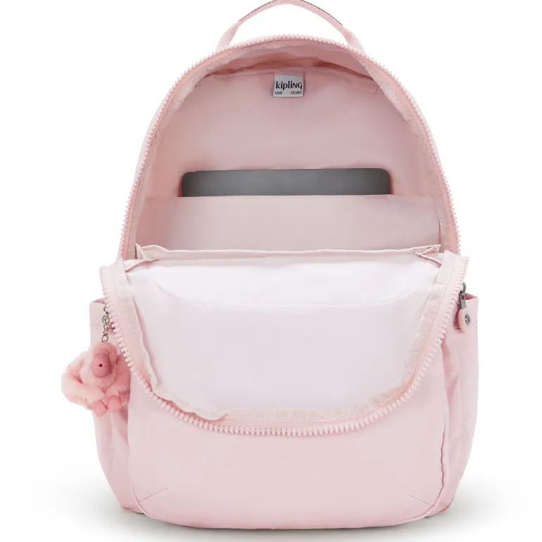 Kipling Seoul Large Metallic Pink Shine Laptop Backpack | Altman Luggage