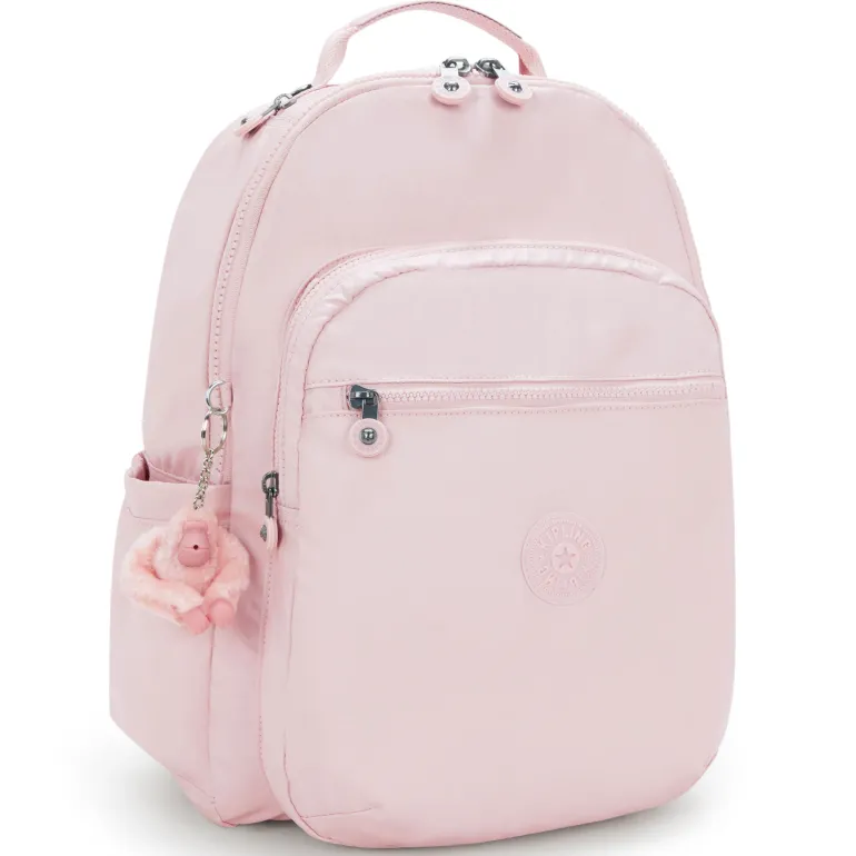 Kipling Seoul Large Metallic Pink Shine Laptop Backpack | Altman Luggage