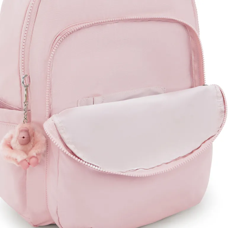 Kipling Seoul Large Metallic Pink Shine Laptop Backpack | Altman Luggage