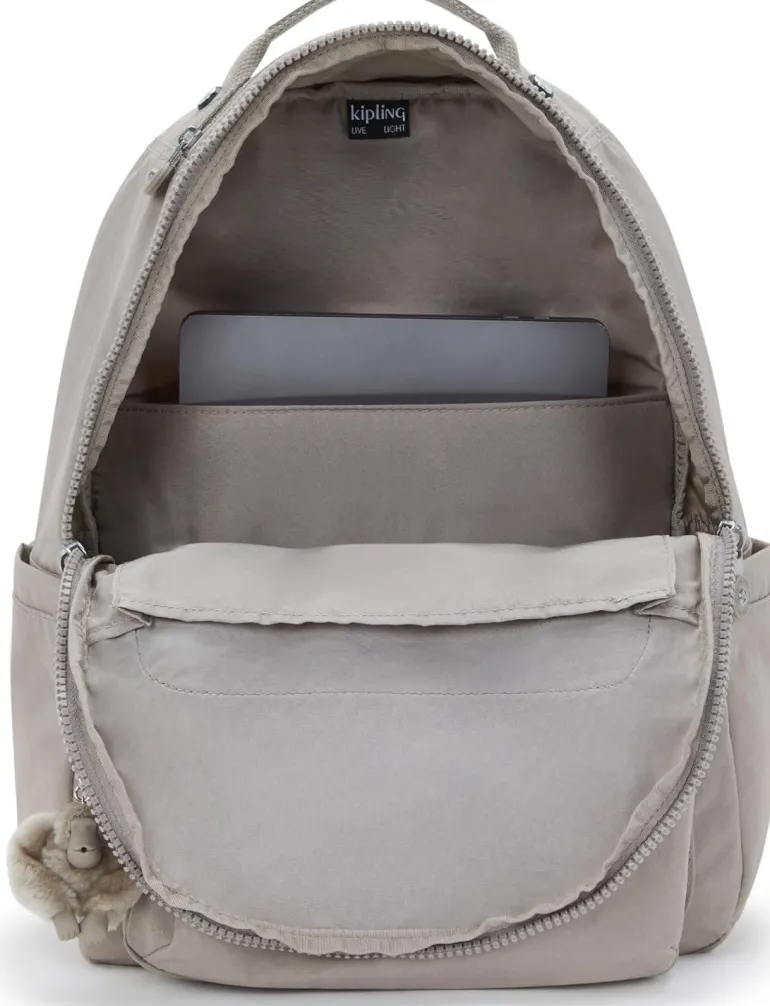 Kipling Seoul Large Nylon Laptop Backpack Grey Gris | Altman Luggage