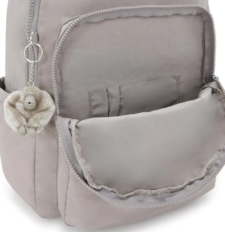 Kipling Seoul Large Nylon Laptop Backpack Grey Gris | Altman Luggage