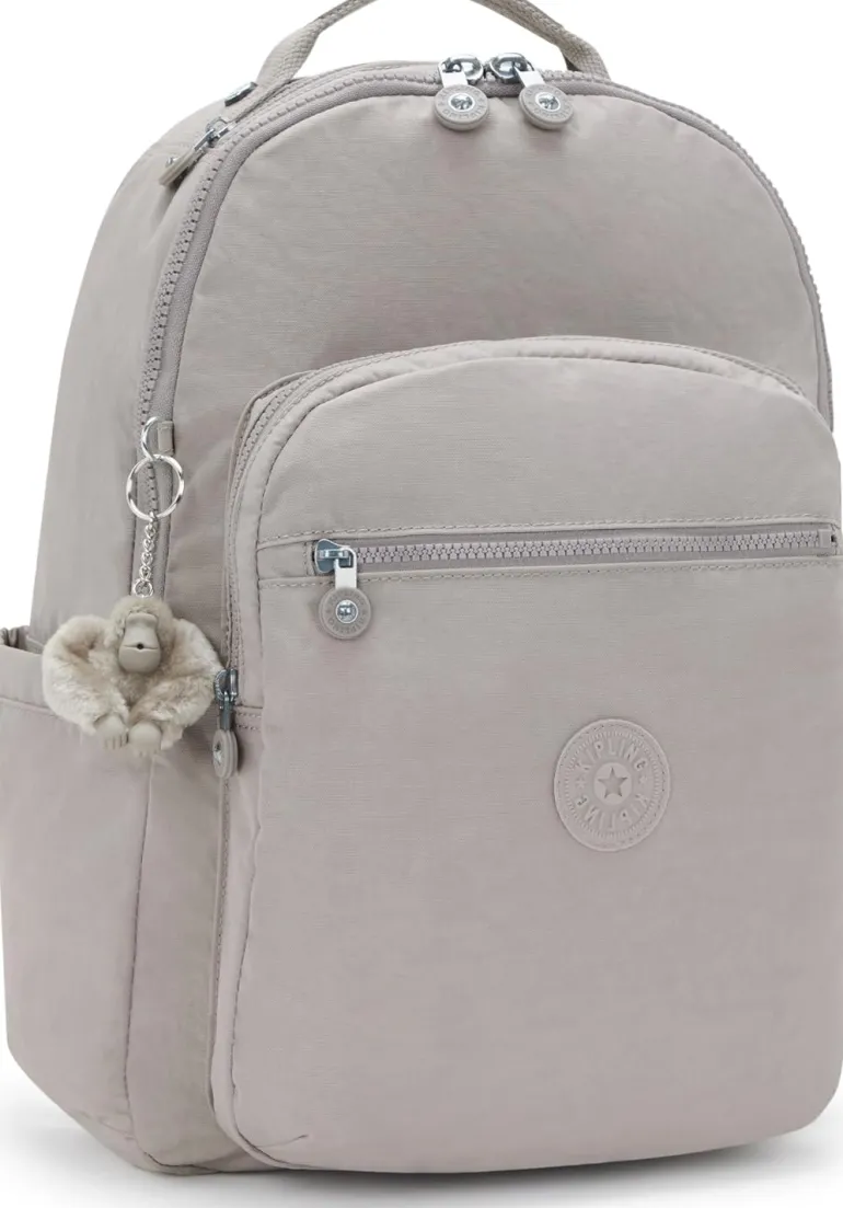 Kipling Seoul Large Nylon Laptop Backpack Grey Gris | Altman Luggage