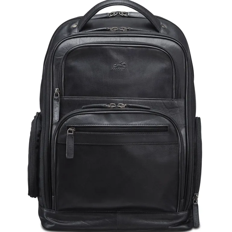 Mancini Leather Backpack for 15.6" Laptop with RFID Secure Pocket, 12.