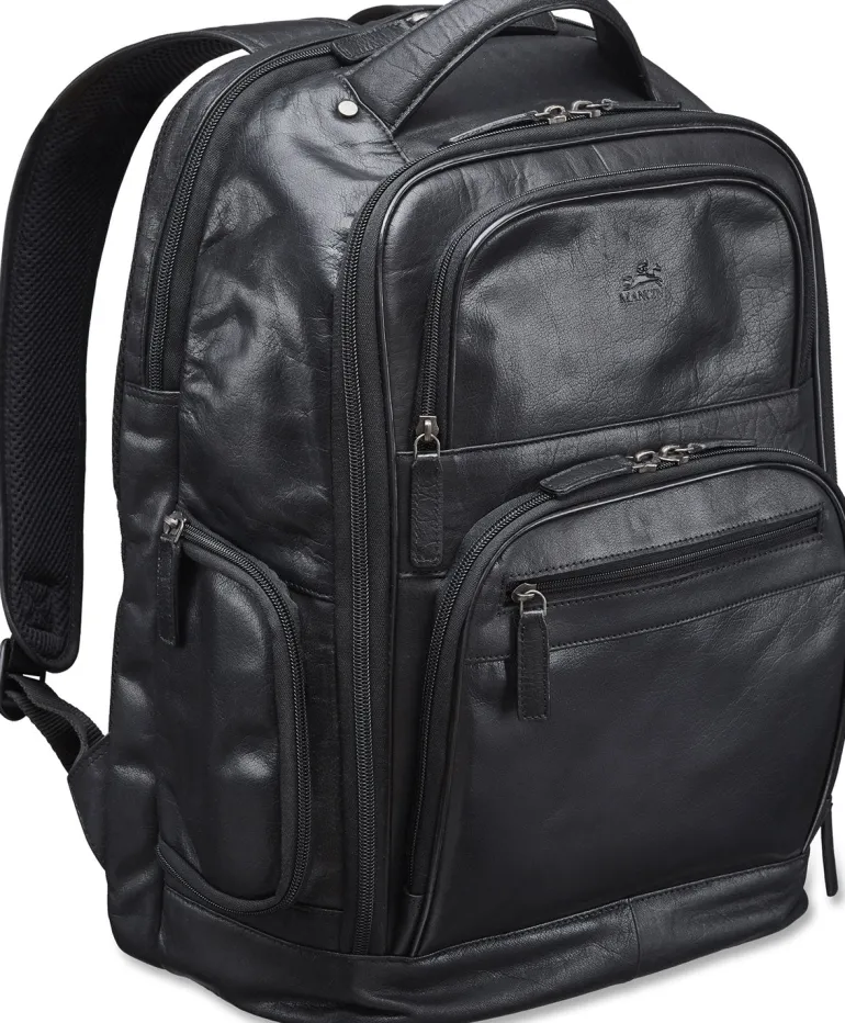 Mancini Leather Backpack for 15.6" Laptop with RFID Secure Pocket, 12.