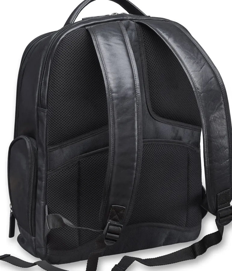 Mancini Leather Backpack for 15.6" Laptop with RFID Secure Pocket, 12.