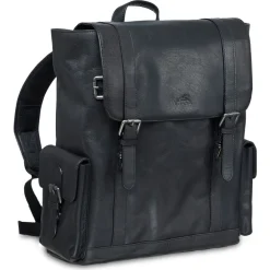 Mancini Leather Backpack for 15'' Laptop, 12.75" x 5.25" x 14.5", Blac