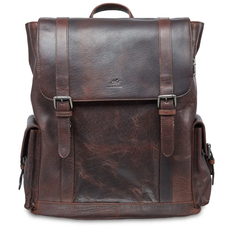 Mancini Leather Backpack for 15'' Laptop, 12.75" x 5.25" x 14.5", Brow