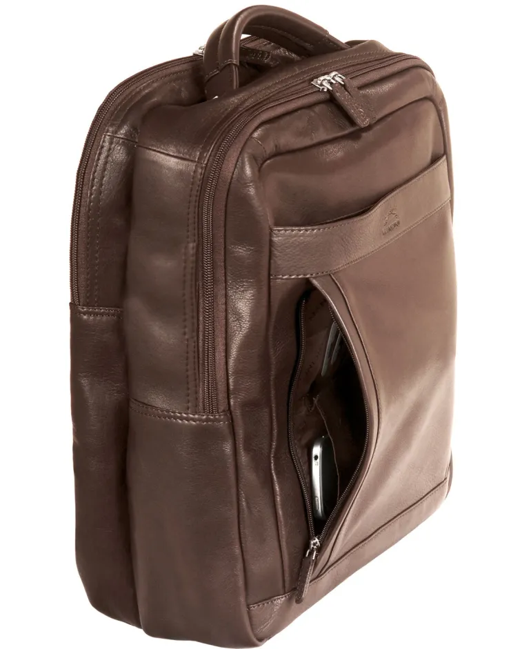 Mancini Leather Backpack for 15.6" Laptop / Tablet, 12" x 5.25" x 15",