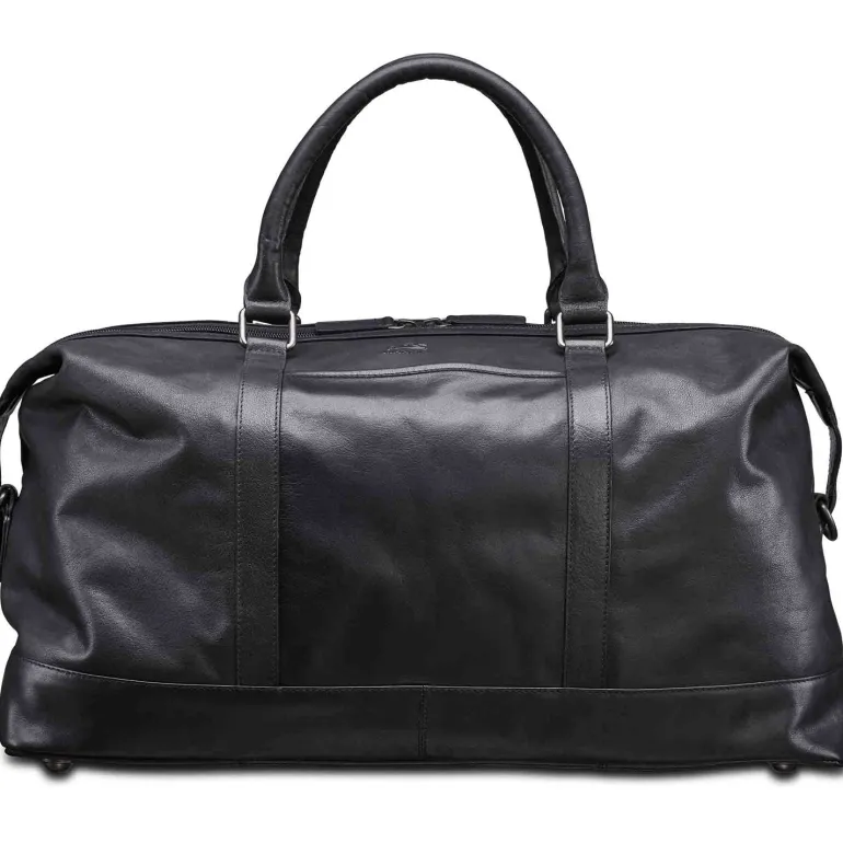 Mancini Leather Carry-on Duffle Bag, 20" x 10" x 12", Black