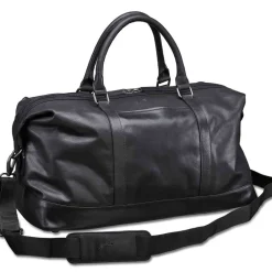 Mancini Leather Carry-on Duffle Bag, 20" x 10" x 12", Black