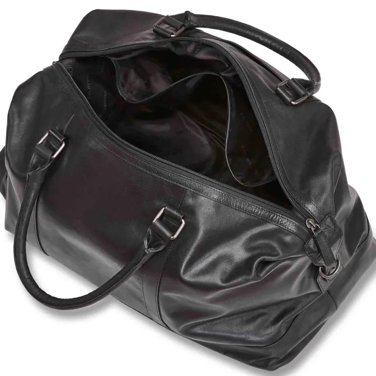 Mancini Leather Carry-on Duffle Bag, 20" x 10" x 12", Black