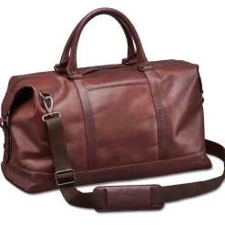 Mancini Leather Carry-on Duffle Bag, 20" x 10" x 12", Brown