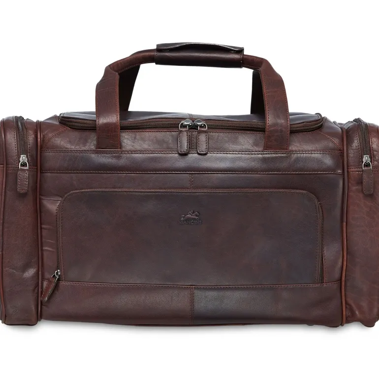 Mancini Leather Carry-on Duffle Bag, 20" x 10.75" x 10.75", Brown