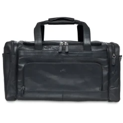 Mancini Leather Carry-on Duffle Bag, 20" x 10.75" x 10.75", Black