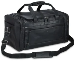 Mancini Leather Carry-on Duffle Bag, 20" x 10.75" x 10.75", Black