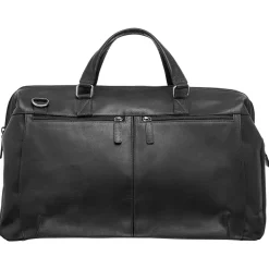 Mancini Leather Classic Carry-on Duffle Bag, 20" x 10" x 13.5", Black
