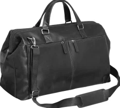 Mancini Leather Classic Carry-on Duffle Bag, 20" x 10" x 13.5", Black