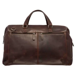 Mancini Leather Classic Carry-on Duffle Bag, 20" x 10" x 13.5", Brown