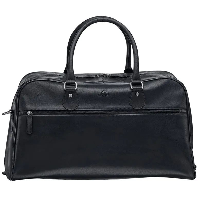 Mancini Leather Classic Duffle Bag, 21.5" x 11" x 14", Black
