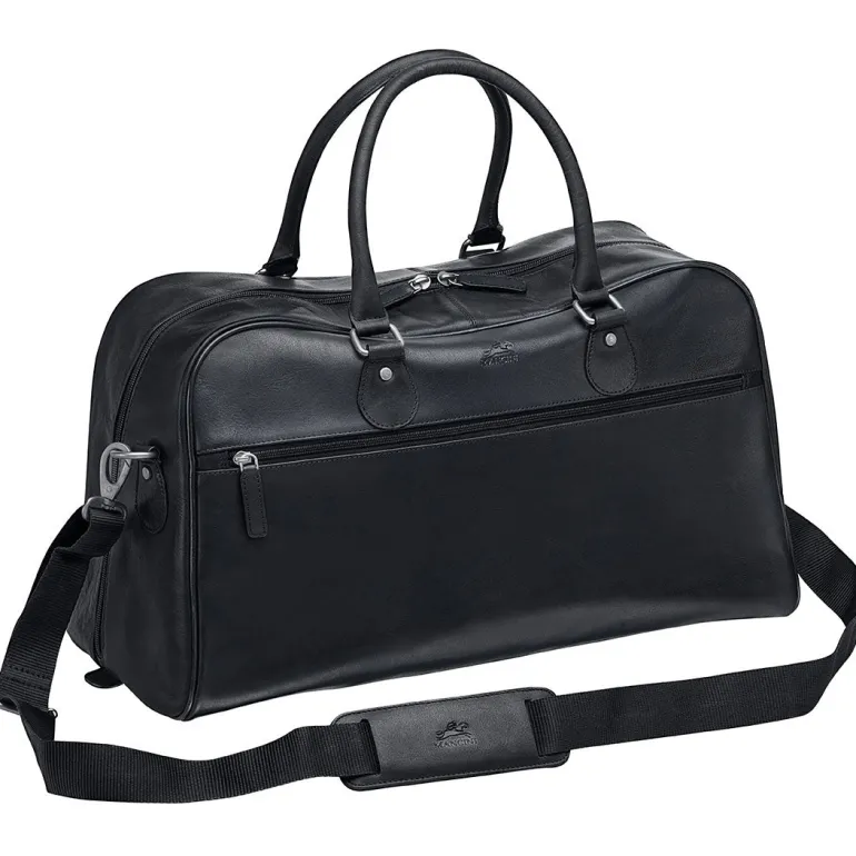 Mancini Leather Classic Duffle Bag, 21.5" x 11" x 14", Black