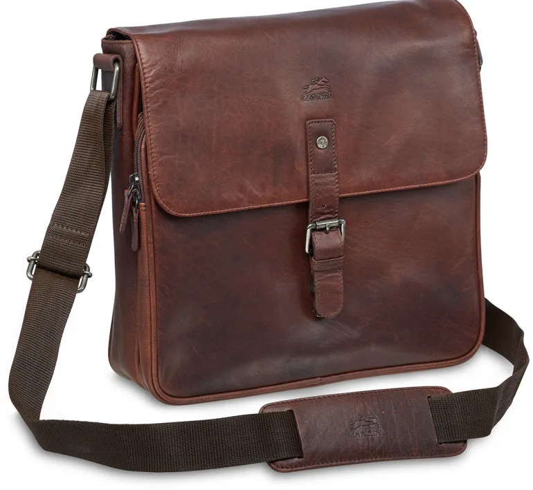 Mancini Leather Crossover Bag for 12" Laptop / Tablet with RFID Secure