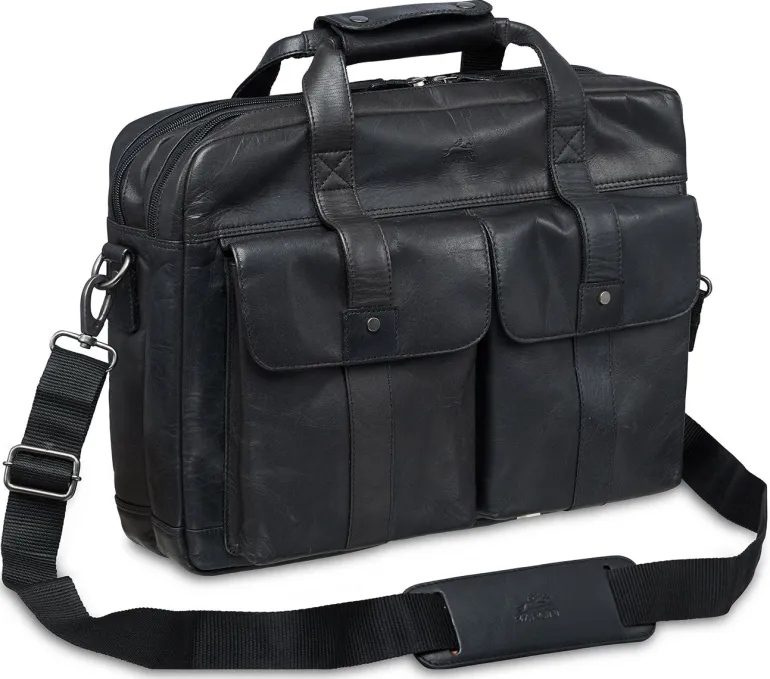 Mancini Leather Double Compartment Briefcase for 15.6" Laptop with RFI
