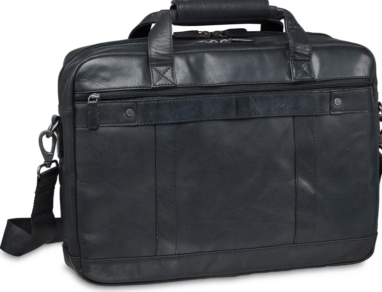Mancini Leather Double Compartment Briefcase for 15.6" Laptop with RFI