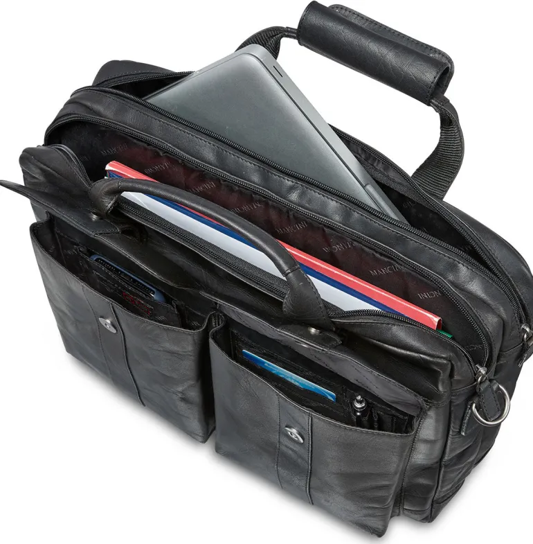 Mancini Leather Double Compartment Briefcase for 15.6" Laptop with RFI