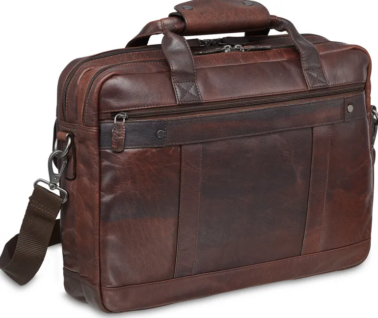 Mancini Leather Double Compartment Briefcase for 15.6" Laptop with RFI