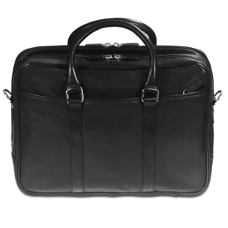 Mancini Leather Double Compartment Zippered Briefcase for 15.6" Laptop