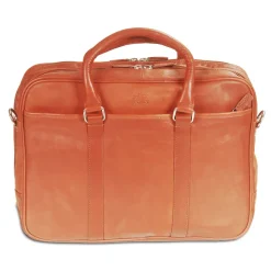 Mancini Leather Double Compartment Zippered Briefcase for 15.6" Laptop