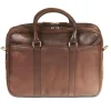 Mancini Leather Double Compartment Zippered Briefcase for 15.6" Laptop