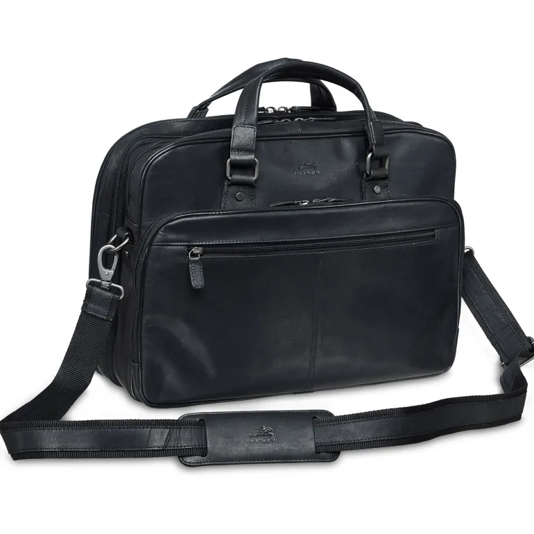 Mancini Leather Expandable Double Compartment Briefcase for 15.6'' Lap