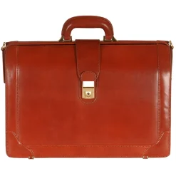 Mancini Leather Laptop Compatible Litigator Briefcase Brown