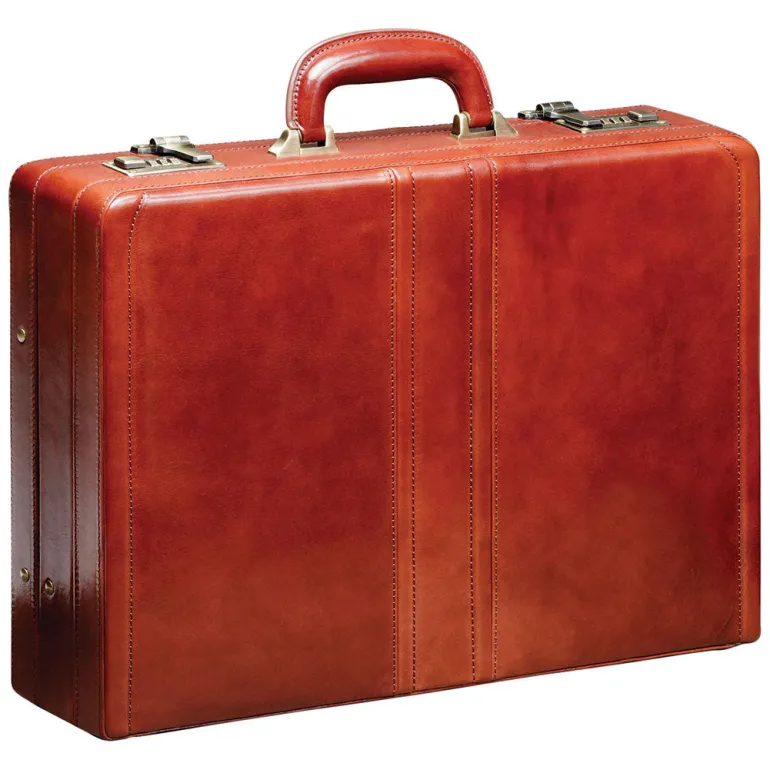 Mancini Leather Luxurious Italian Leather Expandable Attache Case Brow