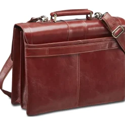 Mancini Leather Signature Double Compartment Briefcase Brown 95898